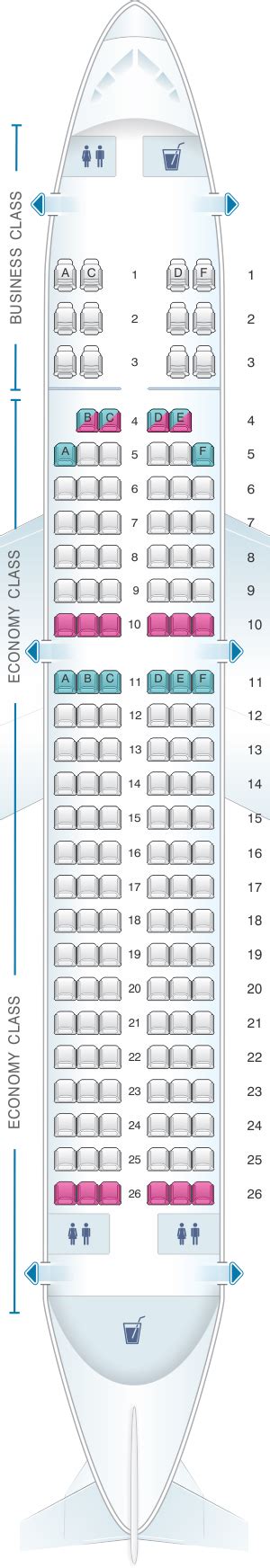 Seat map of Air India Airbus A320 aircraft.